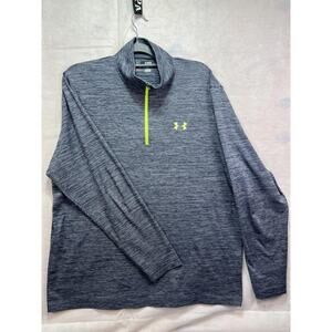 Under Armour 1/4 Zip Pullover Men’s Size XL Gray Neon Yellow Logo Long Sleeve